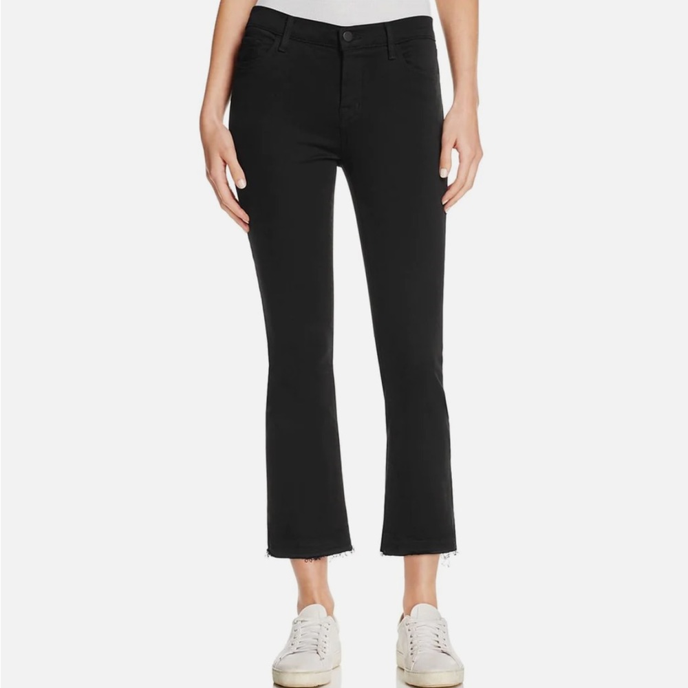 Black J Brand - Cropped Mid-Rise Bootcut Jeans